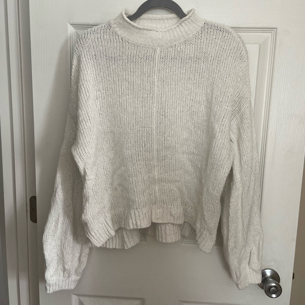 White Chunky Knit Mock Neck Sweater